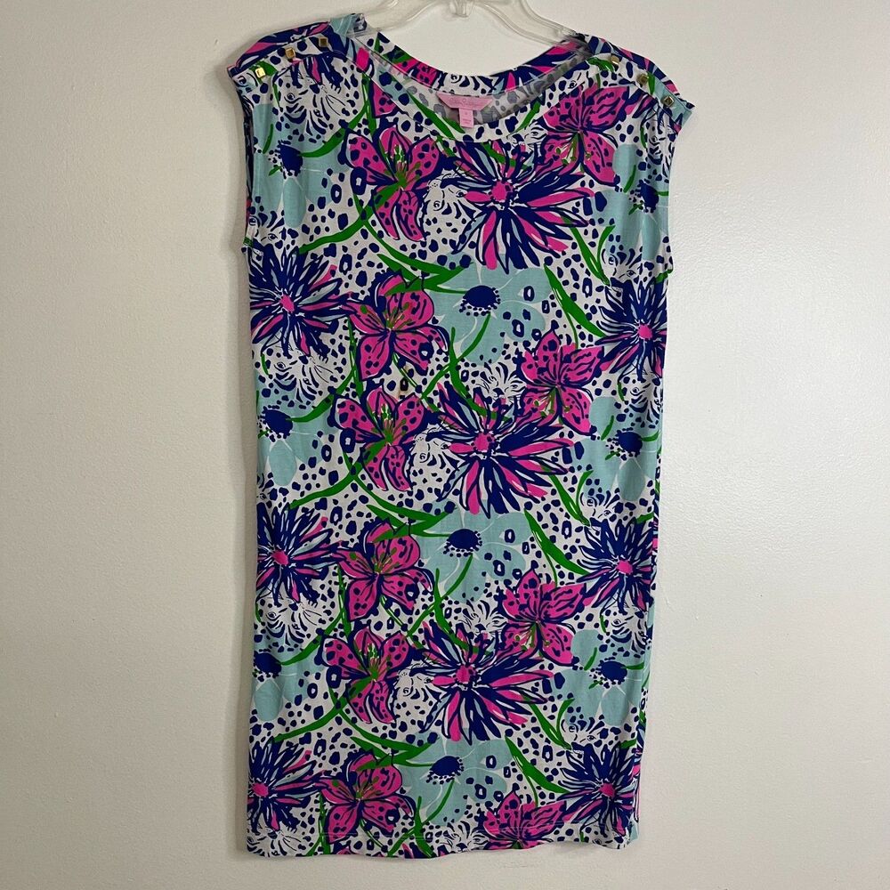 Lilly Pulitzer Robyn In The Garden Floral Leopard Women's Shift Dress Sz S *Flaw